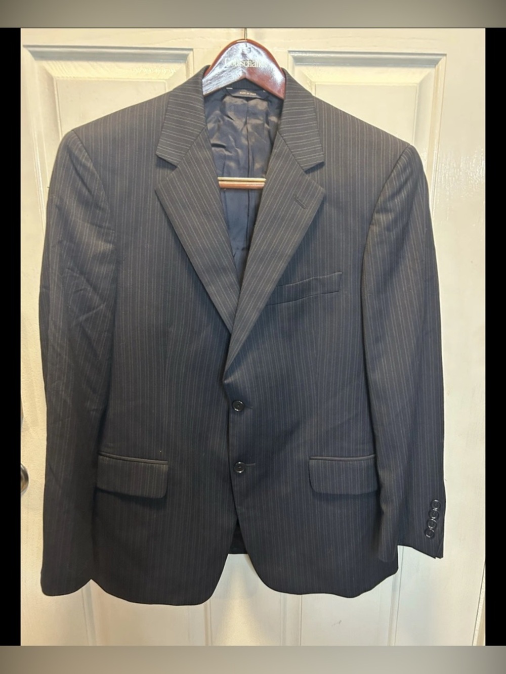 Brooks Brothers Made in Italy Navy Pinstripe Suit Jacket Blazer | 40 Short